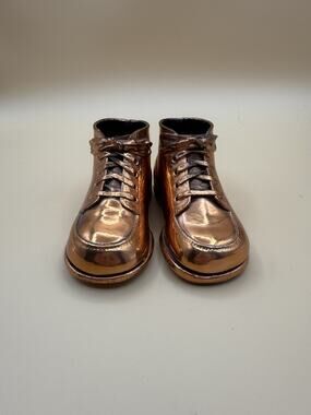 Two Vintage Brass Bronze Copper Plated Baby Shoes Nursery Decor